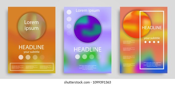 Modern abstract covers set. Dynamic gradient with sphere. Vector illustration.