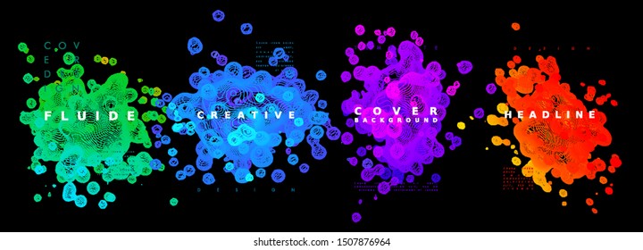 Modern abstract covers set. Fluid gradient shapes composition. Color bubbles. Futuristic cover design. Vector template brochures, flyers, presentations, leaflet, magazine a4 size