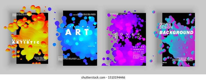 Modern abstract covers set. Fluid gradient shapes composition. Color bubbles. Futuristic cover design. Vector template brochures, flyers, presentations, leaflet, magazine a4 size
