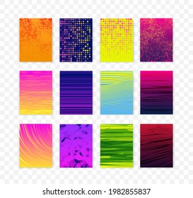 Fundas abstractas modernas. Resumen del fondo del patrón geométrico. Diseño de la cubierta del folleto. Diseño de cubiertas mínimas. Gradientes de medio tono coloridos. Ilustración del vector