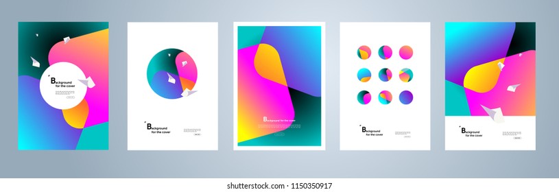 Modern Abstract Covers Set, Minimal Geometric Backgrounds, Posters From Multi-colored Gradients