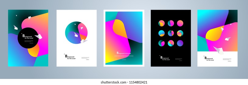 Modern abstract covers set, minimal geometric backgrounds, posters from multi-colored gradients