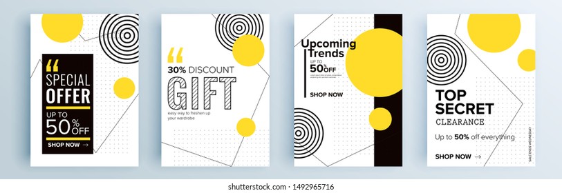 Modern abstract covers set, minimal covers design. Colorful geometric background, vector illustration.