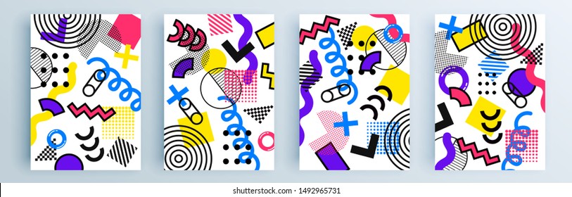 Modern abstract covers set, minimal covers design. Colorful geometric background, vector illustration.