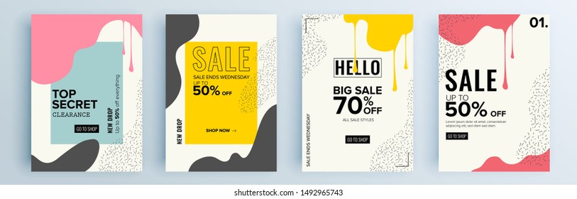 Modern abstract covers set, minimal covers design. Colorful geometric background, vector illustration.