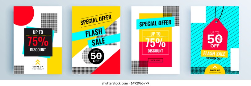 Modern abstract covers set, minimal covers design. Colorful geometric background, vector illustration.
