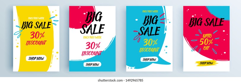 Modern abstract covers set, minimal covers design. Colorful geometric background, vector illustration.