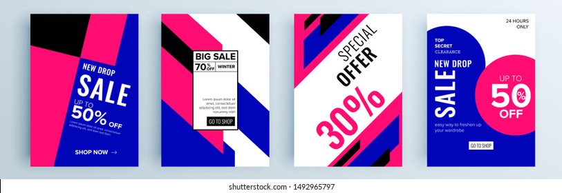 Modern abstract covers set, minimal covers design. Colorful geometric background, vector illustration.