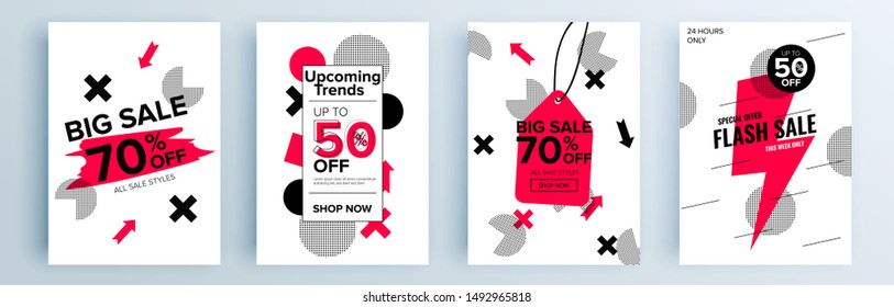 Modern abstract covers set, minimal covers design. Colorful geometric background, vector illustration.