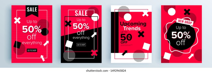 Modern abstract covers set, minimal covers design. Colorful geometric background, vector illustration.