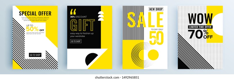 Modern abstract covers set, minimal covers design. Colorful geometric background, vector illustration.