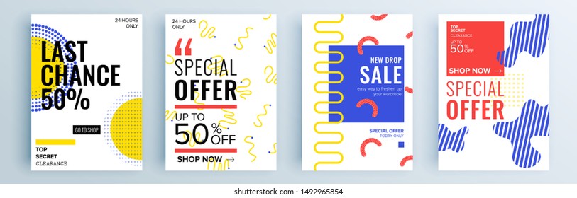 Modern abstract covers set, minimal covers design. Colorful geometric background, vector illustration.