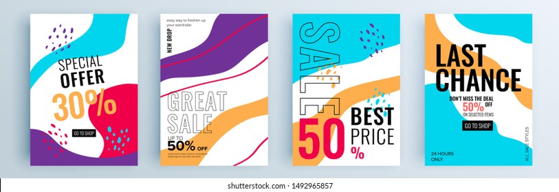 Modern abstract covers set, minimal covers design. Colorful geometric background, vector illustration.