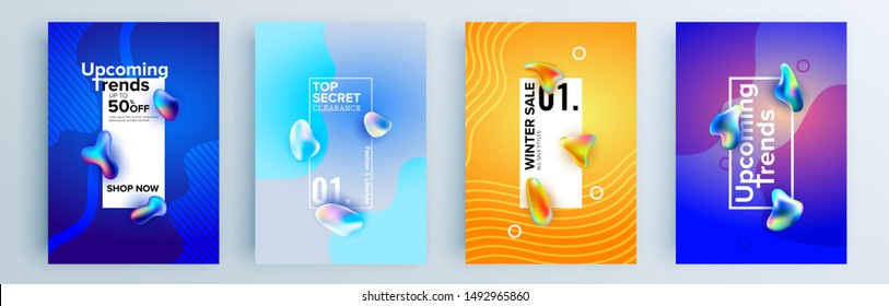 Modern abstract covers set, minimal covers design. Colorful geometric background, vector illustration.