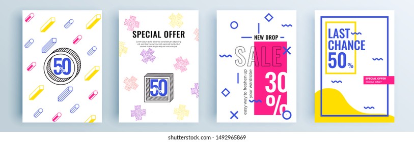 Modern abstract covers set, minimal covers design. Colorful geometric background, vector illustration.