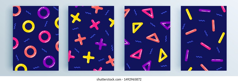Modern abstract covers set, minimal covers design. Colorful geometric background, vector illustration.
