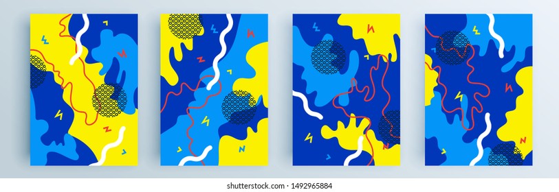 Modern abstract covers set, minimal covers design. Colorful geometric background, vector illustration.