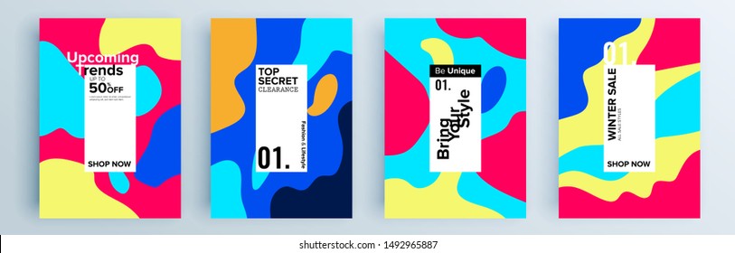 Modern abstract covers set, minimal covers design. Colorful geometric background, vector illustration.