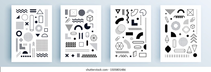 Modern abstract covers set, minimal covers design. Colorful geometric background, vector illustration.