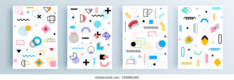 Modern abstract covers set, minimal covers design. Colorful geometric background, vector illustration.