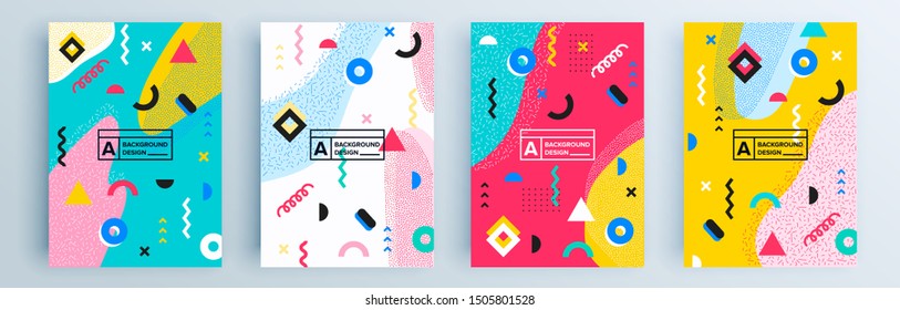 Modern abstract covers set, minimal covers design. Colorful geometric background, vector illustration.