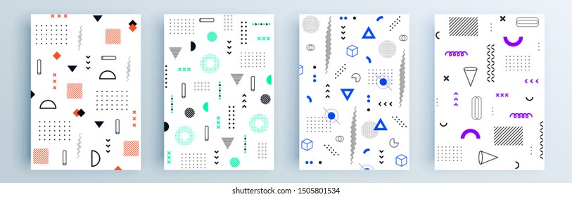 Modern abstract covers set, minimal covers design. Colorful geometric background, vector illustration.