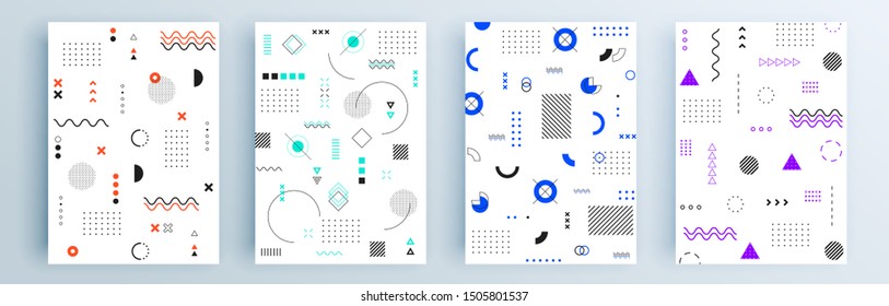 Modern abstract covers set, minimal covers design. Colorful geometric background, vector illustration.