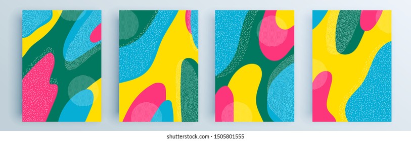 Modern abstract covers set, minimal covers design. Colorful geometric background, vector illustration.