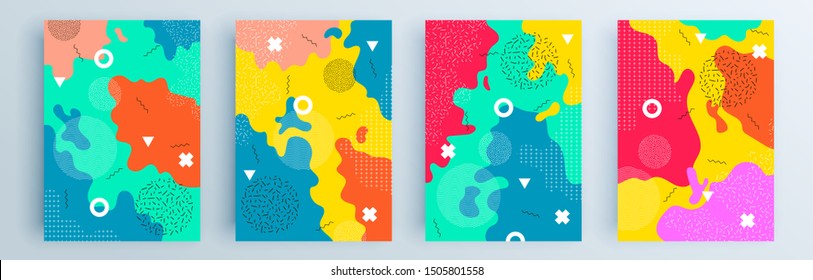 Modern abstract covers set, minimal covers design. Colorful geometric background, vector illustration.