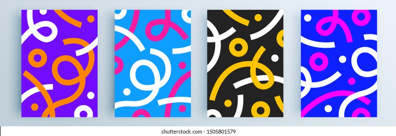 Modern abstract covers set, minimal covers design. Colorful geometric background, vector illustration.