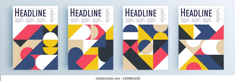 Modern abstract covers set, minimal covers design. Colorful geometric background, vector illustration.