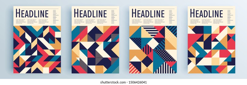 Modern abstract covers set, minimal covers design. Colorful geometric background, vector illustration.