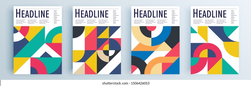 Modern abstract covers set, minimal covers design. Colorful geometric background, vector illustration.