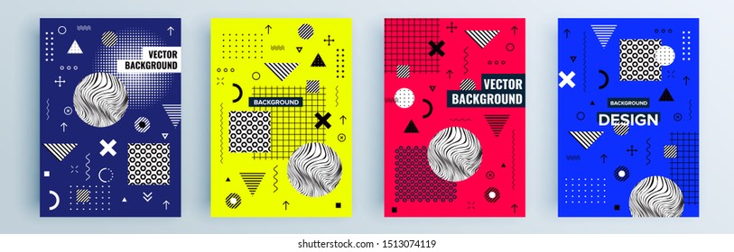 Modern abstract covers set, minimal covers design. Colorful geometric background, vector illustration.