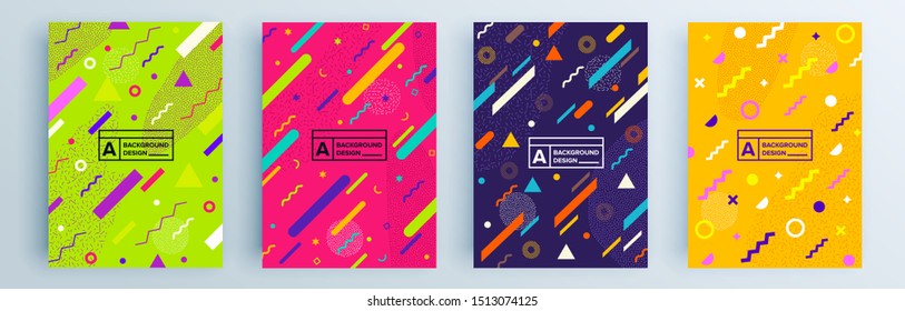 Modern abstract covers set, minimal covers design. Colorful geometric background, vector illustration.