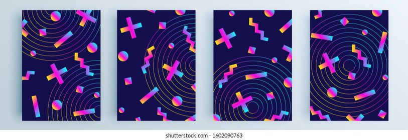 Modern abstract covers set, minimal covers design. Colorful geometric background, vector illustration.