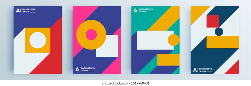 Modern abstract covers set, minimal covers design. Colorful geometric background, vector illustration.