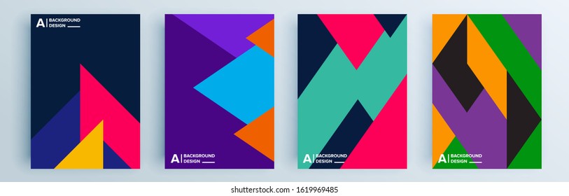 Modern abstract covers set, minimal covers design. Colorful geometric background, vector illustration.