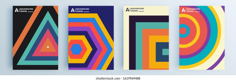 Modern abstract covers set, minimal covers design. Colorful geometric background, vector illustration.