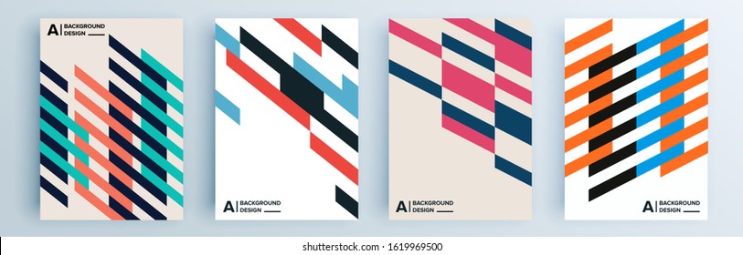 Modern Abstract Covers Set, Minimal Covers Design. Colorful Geometric Background, Vector Illustration.