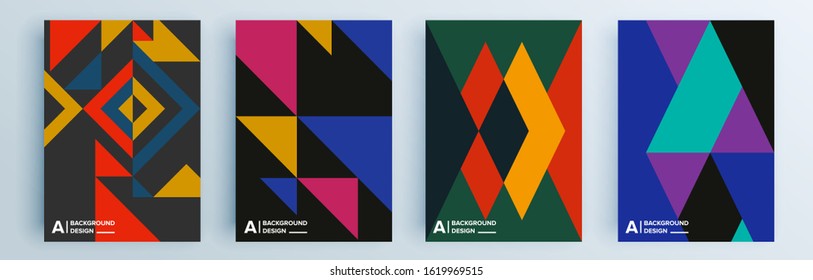 Modern abstract covers set, minimal covers design. Colorful geometric background, vector illustration.