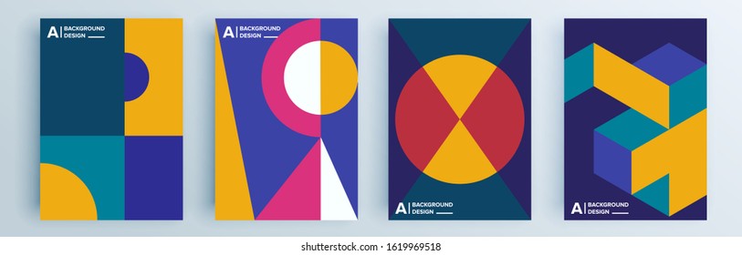 Modern abstract covers set, minimal covers design. Colorful geometric background, vector illustration.