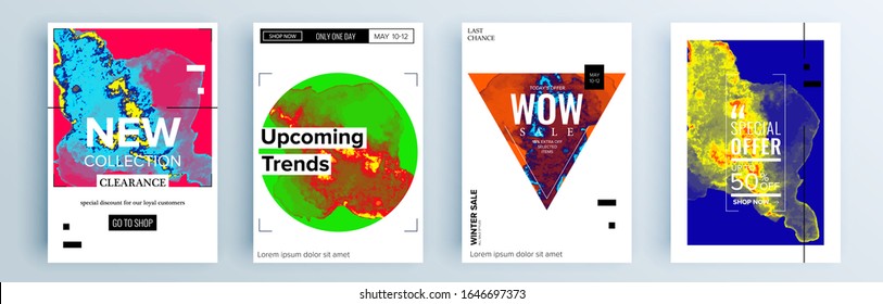 Modern abstract covers set, minimal covers design. Colorful geometric background, vector illustration.