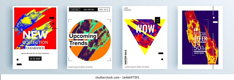 Modern abstract covers set, minimal covers design. Colorful geometric background, vector illustration.