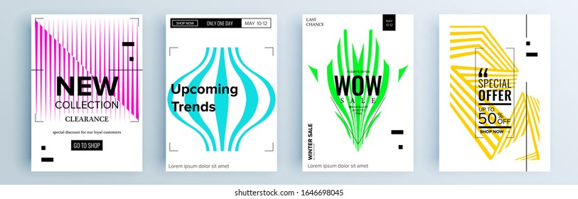 Modern abstract covers set, minimal covers design. Colorful geometric background, vector illustration.