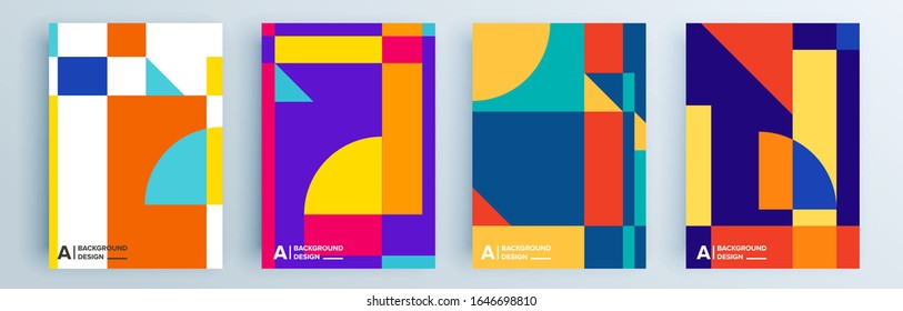 Modern abstract covers set, minimal covers design. Colorful geometric background, vector illustration.