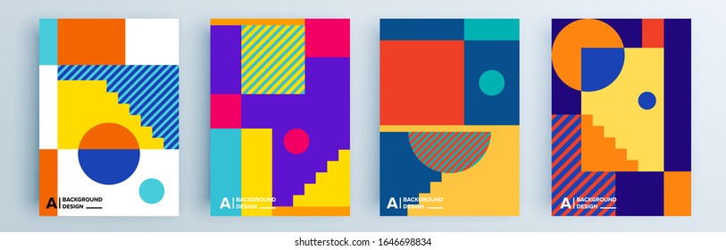 Modern abstract covers set, minimal covers design. Colorful geometric background, vector illustration.