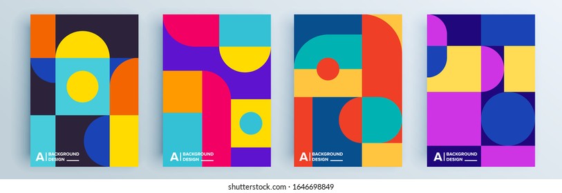 Modern abstract covers set, minimal covers design. Colorful geometric background, vector illustration.