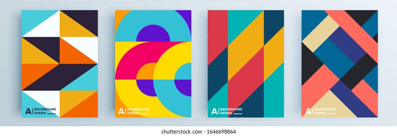 Modern abstract covers set, minimal covers design. Colorful geometric background, vector illustration.