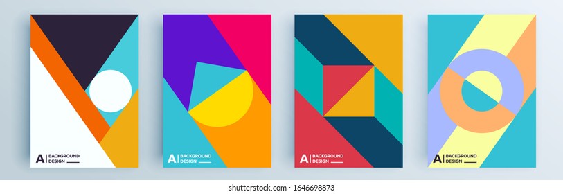 Modern abstract covers set, minimal covers design. Colorful geometric background, vector illustration.